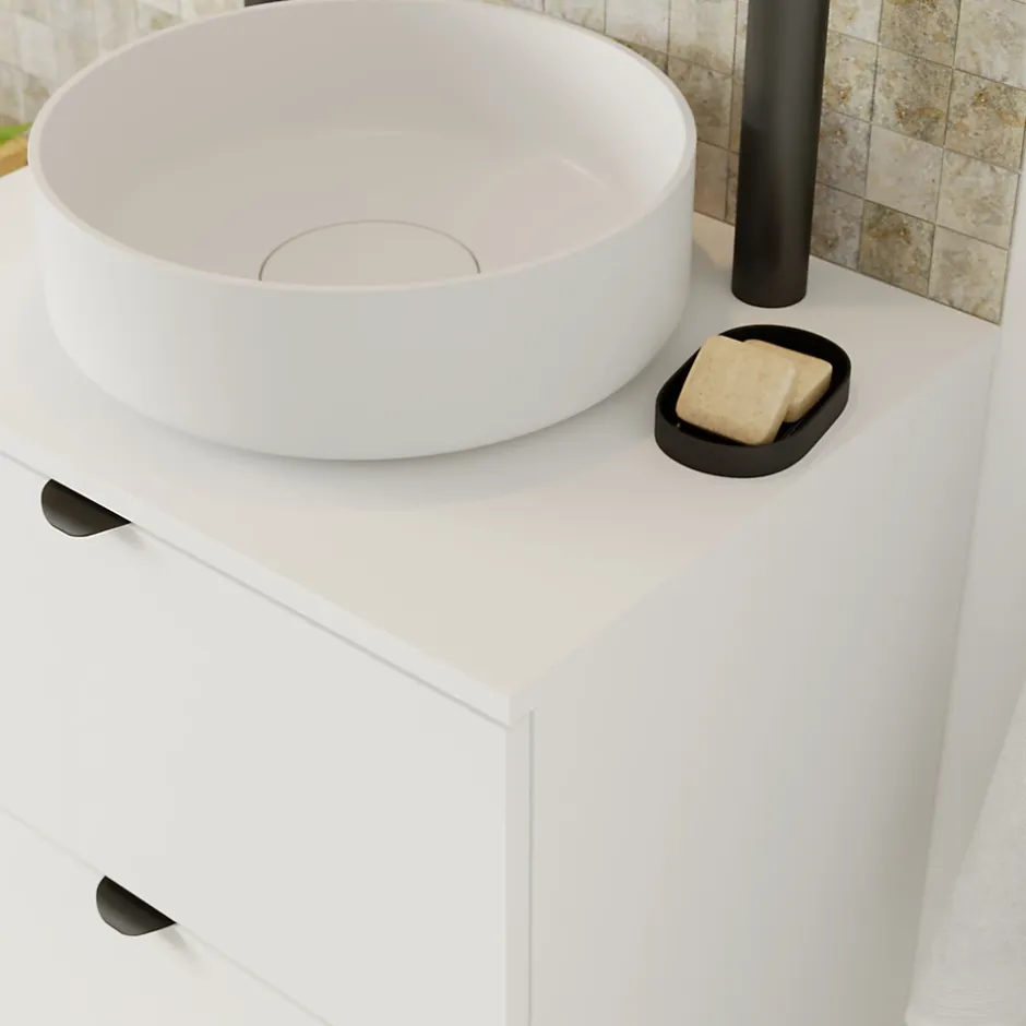 GoodHome Plan de toilette L.60 x l.45 x ép.1,8 cm, blanc mat, Kentia