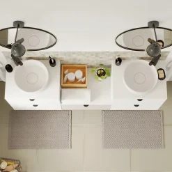 GoodHome Plan de toilette L.60 x l.45 x ép.1,8 cm, blanc mat, Kentia