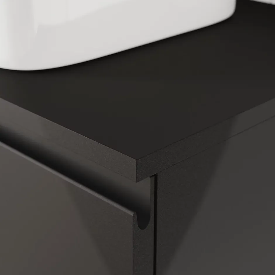 GoodHome Plan de toilette L.80 x l.45 x ép.18 cm noir mat Kentia