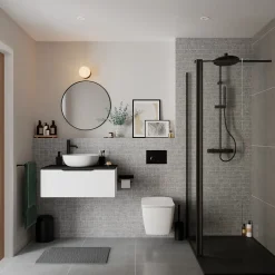 GoodHome Plan de toilette L.80 x l.45 x ép.18 cm noir mat Kentia
