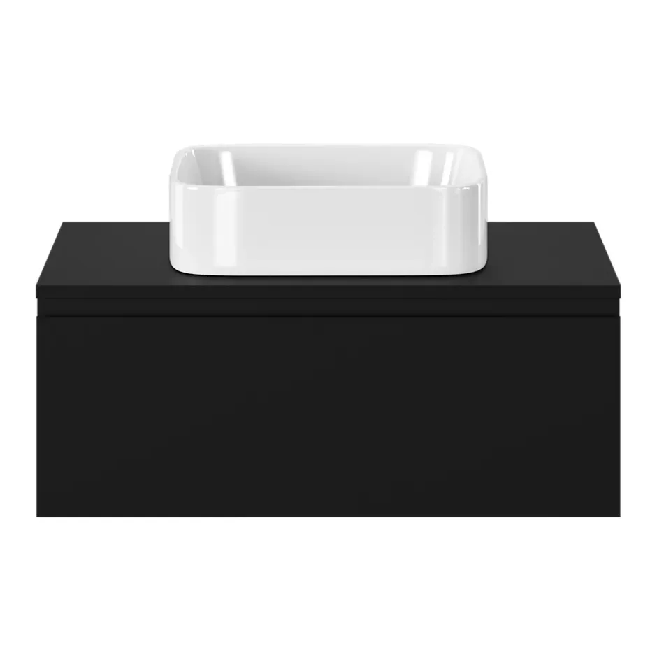 GoodHome Plan de toilette L.80 x l.45 x ép.18 cm noir mat Kentia