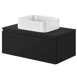GoodHome Plan de toilette L.80 x l.45 x ép.18 cm noir mat Kentia