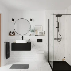 GoodHome Plan de toilette L.80 x l.45 x ép.18 cm noir mat Kentia