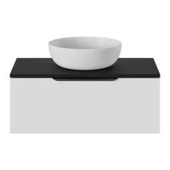 GoodHome Plan de toilette L.80 x l.45 x ép.18 cm noir mat Kentia