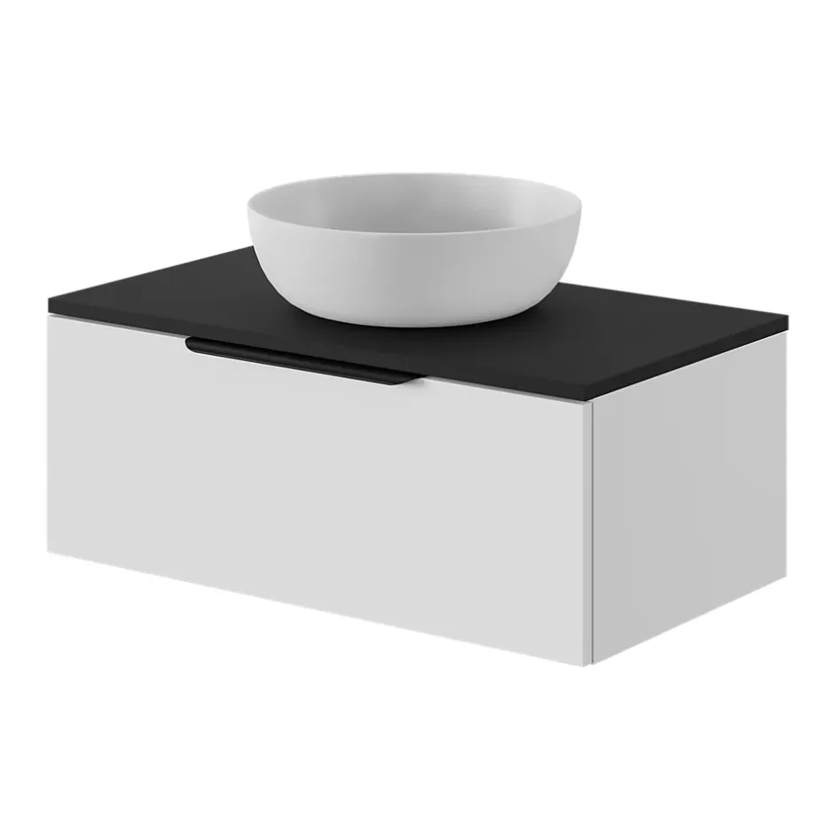 GoodHome Plan de toilette L.80 x l.45 x ép.18 cm noir mat Kentia