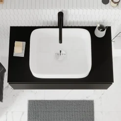 GoodHome Plan de toilette L.80 x l.45 x ép.18 cm noir mat Kentia