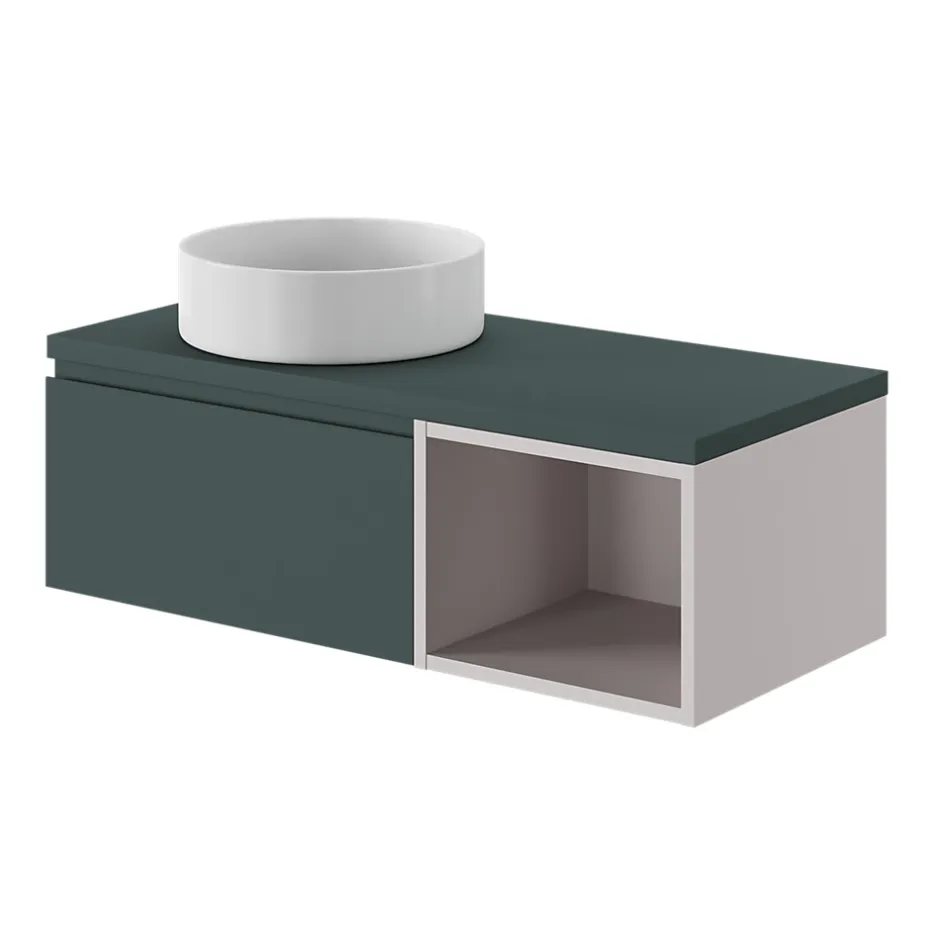 GoodHome Plan de toilette L.100 x l.45 x ép.2 cm, effet pierre noire, Cadélia