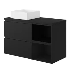 GoodHome Plan de toilette L.100 x l.45 x ép.2 cm, effet pierre noire, Cadélia