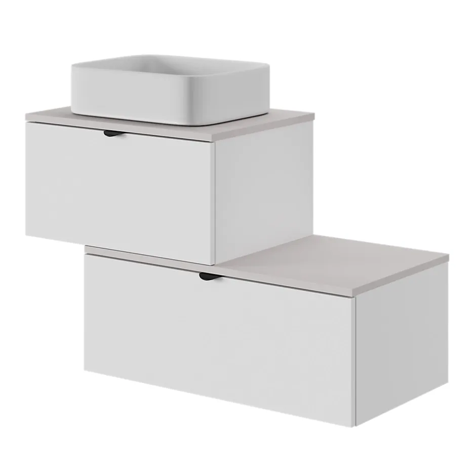 GoodHome Plan de toilette L.80 x l.45 x ép.1,8 cm, beige cachemire, Kentia* Plan De Travail Buanderie|Plan De Travail Salle De Bains