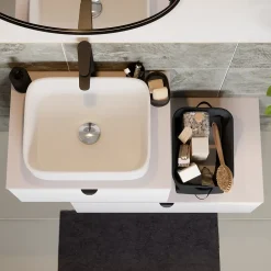 GoodHome Plan de toilette L.80 x l.45 x ép.1,8 cm, beige cachemire, Kentia* Plan De Travail Buanderie|Plan De Travail Salle De Bains