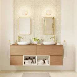 GoodHome Plan de toilette L.80 x l.45 x ép.18 cm effet chêne Kentia