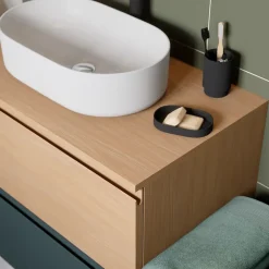 GoodHome Plan de toilette L.80 x l.45 x ép.18 cm effet chêne Kentia