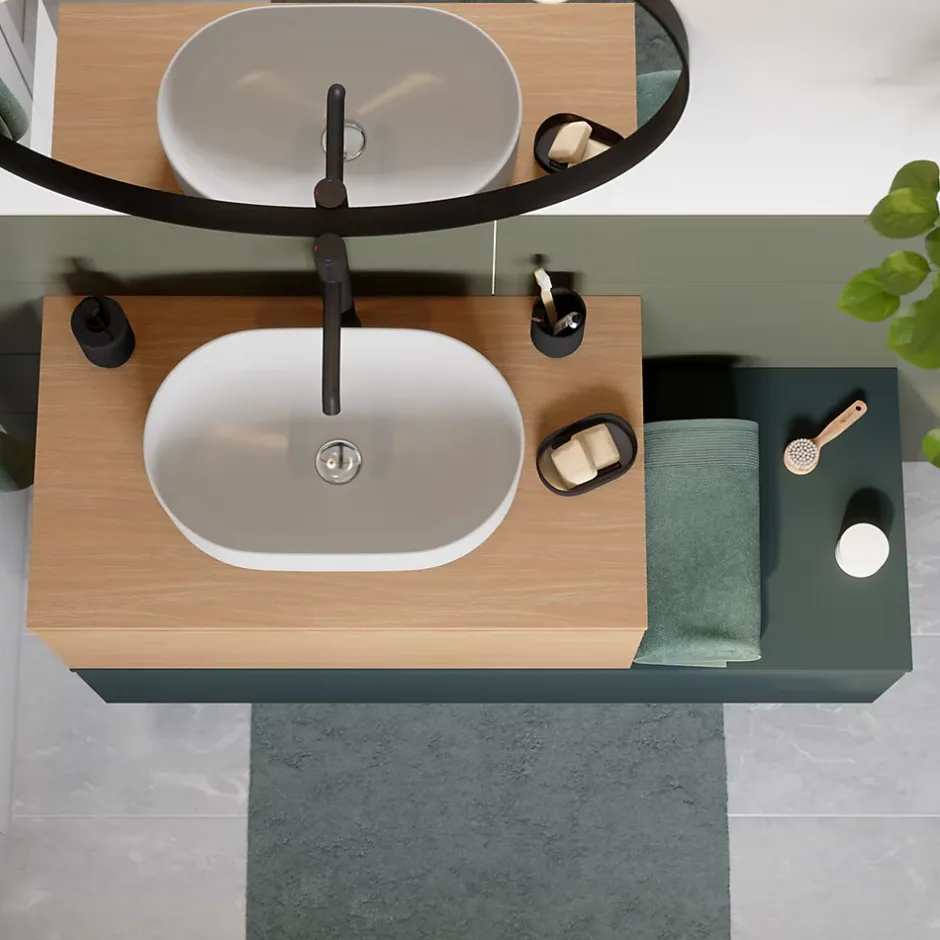GoodHome Plan de toilette L.80 x l.45 x ép.18 cm effet chêne Kentia