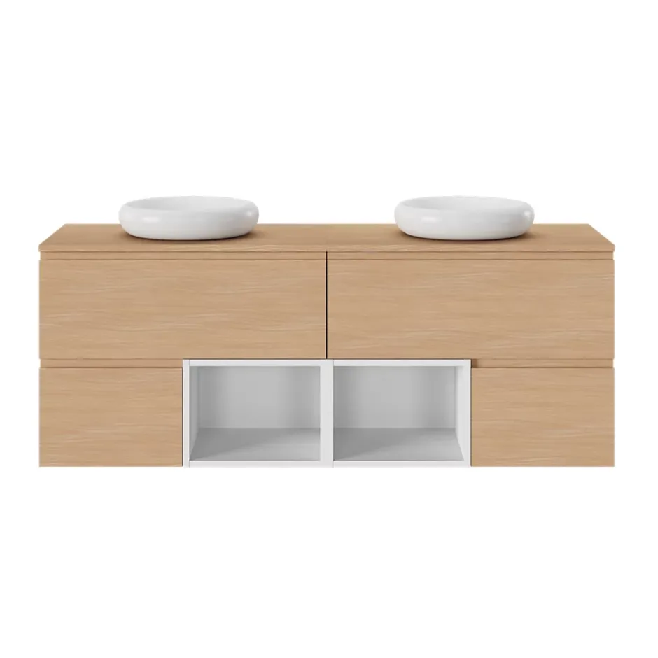 GoodHome Plan de toilette L.80 x l.45 x ép.18 cm effet chêne Kentia