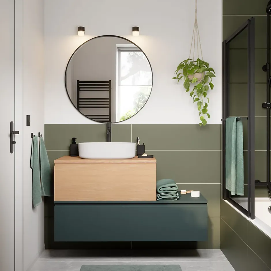 GoodHome Plan de toilette L.80 x l.45 x ép.18 cm effet chêne Kentia