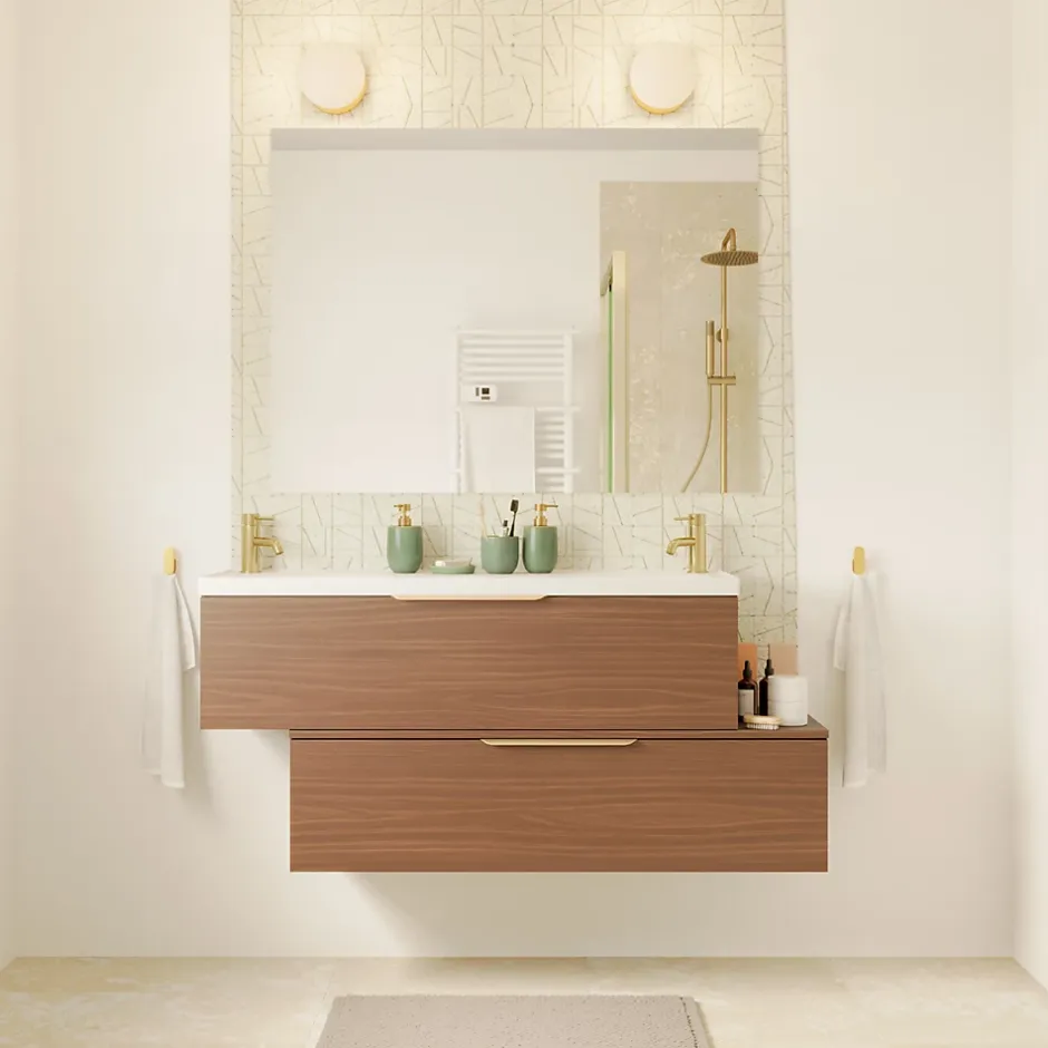 GoodHome Plan de toilette L.120 x l.45 x ép.18 cm effet noyer Kentia* Plan De Travail Buanderie|Plan De Travail Salle De Bains