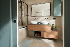 GoodHome Plan de toilette L.120 x l.45 x ép.18 cm effet noyer Kentia* Plan De Travail Buanderie|Plan De Travail Salle De Bains