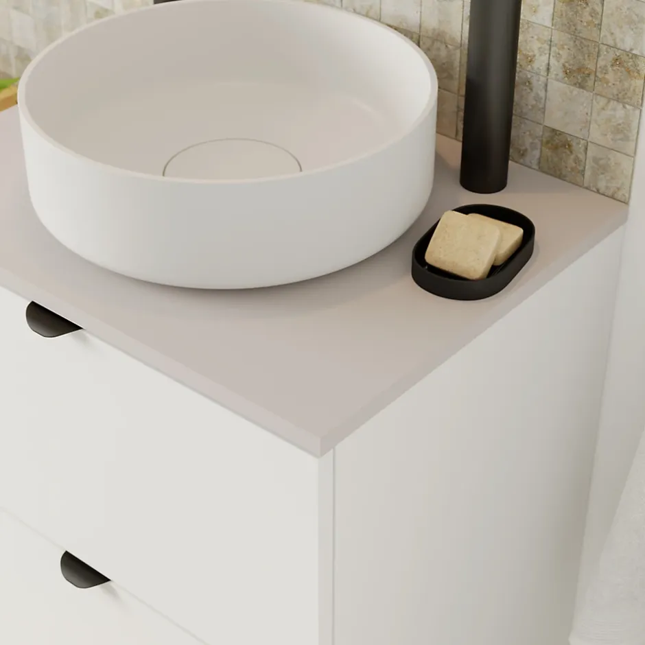 GoodHome Plan de toilette L.60 x l.45 x ép.1,8 cm, beige cachemire, Kentia* Plan De Travail Buanderie|Plan De Travail Salle De Bains