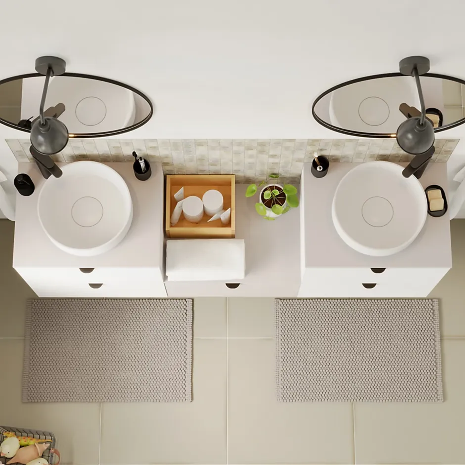 GoodHome Plan de toilette L.60 x l.45 x ép.1,8 cm, beige cachemire, Kentia* Plan De Travail Buanderie|Plan De Travail Salle De Bains