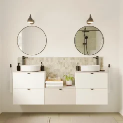 GoodHome Plan de toilette L.60 x l.45 x ép.1,8 cm, beige cachemire, Kentia* Plan De Travail Buanderie|Plan De Travail Salle De Bains