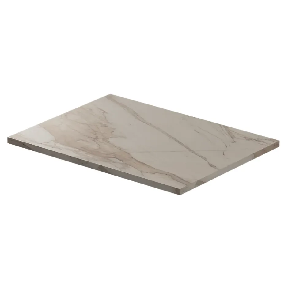 GoodHome Plan de toilette L.60 x l.45 x ép.2 cm, effet marbre beige, Cadélia