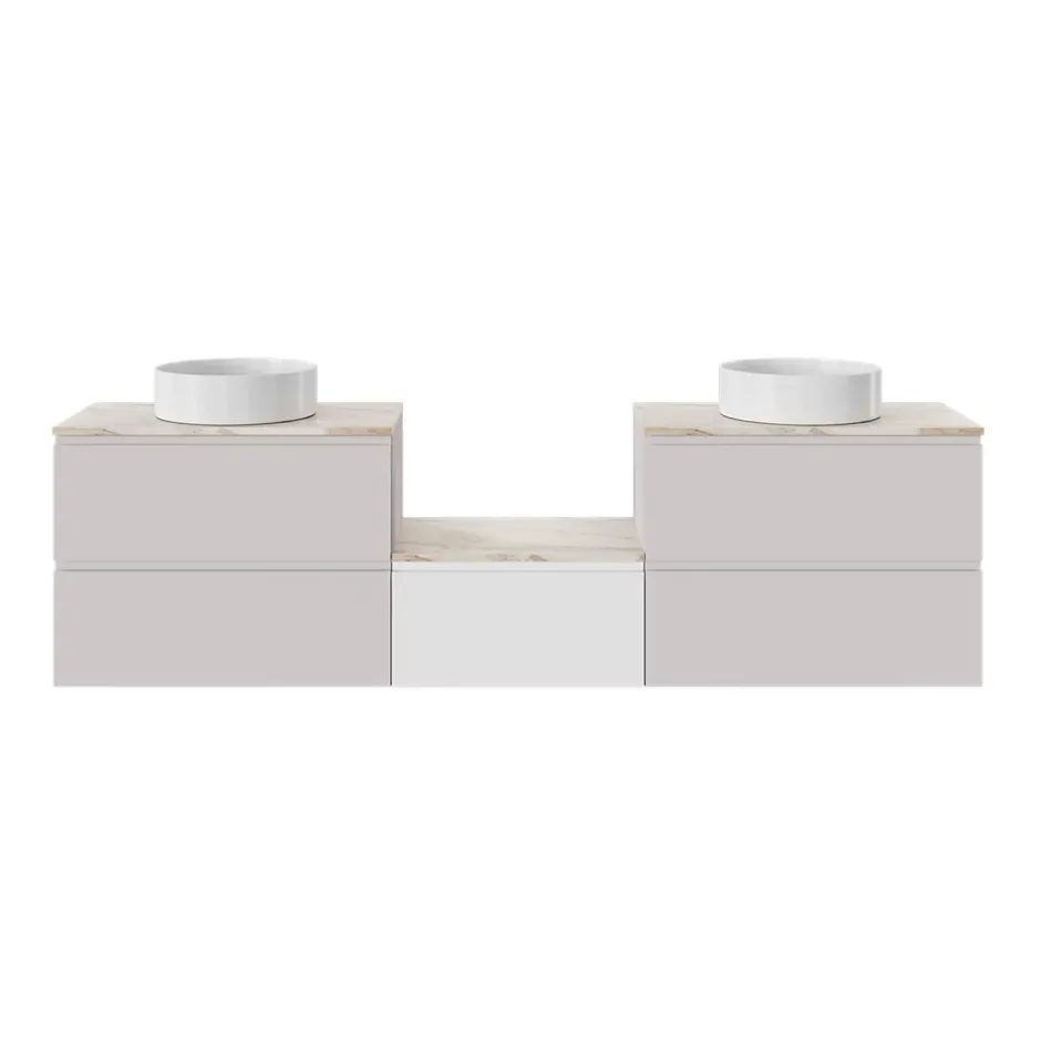 GoodHome Plan de toilette L.60 x l.45 x ép.2 cm, effet marbre beige, Cadélia
