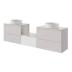 GoodHome Plan de toilette L.60 x l.45 x ép.2 cm, effet marbre beige, Cadélia