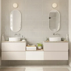 GoodHome Plan de toilette L.60 x l.45 x ép.2 cm, effet marbre beige, Cadélia