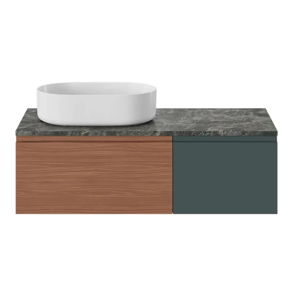 GoodHome Plan de toilette L.100 x l.45 x ép.2 cm effet marbre vert Cadélia* Plan De Travail Salle De Bains|Plan De Travail Buanderie