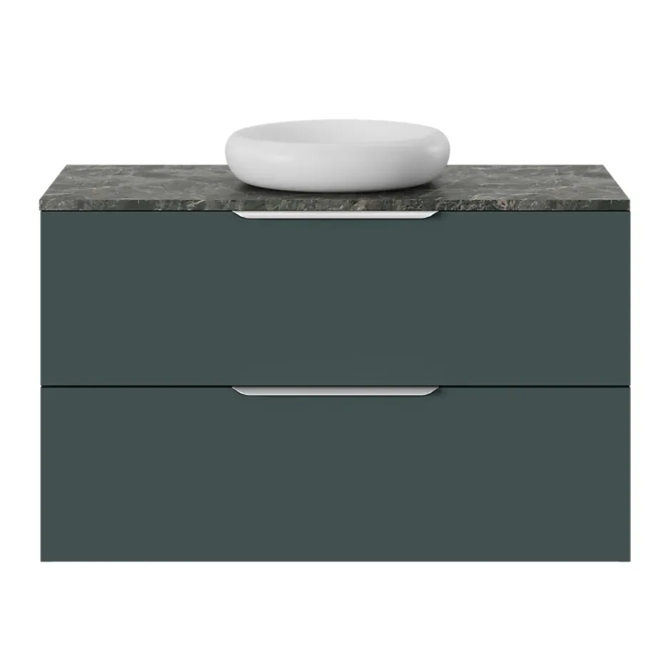 GoodHome Plan de toilette L.100 x l.45 x ép.2 cm effet marbre vert Cadélia* Plan De Travail Salle De Bains|Plan De Travail Buanderie
