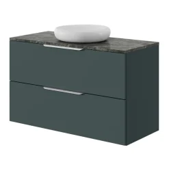 GoodHome Plan de toilette L.100 x l.45 x ép.2 cm effet marbre vert Cadélia* Plan De Travail Salle De Bains|Plan De Travail Buanderie
