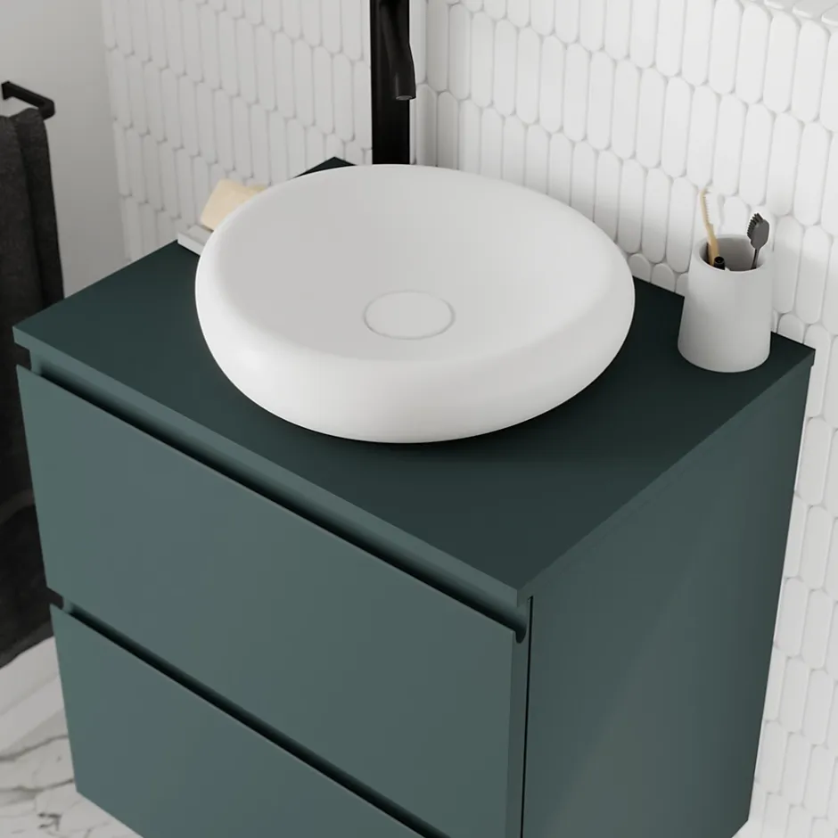 GoodHome Plan de toilette L.60 x l.45 x ép.1,8 cm, vert forêt, Kentia