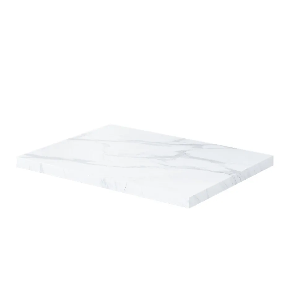 GoodHome Plan de toilette L.60 x l.45 x ép.2 cm, effet marbre blanc, Cadélia