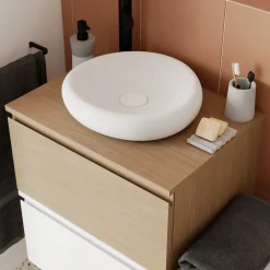 GoodHome Plan de toilette L.60 x l.45 x ép.1,8 cm, effet chêne, Kentia