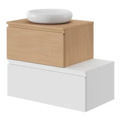 GoodHome Plan de toilette L.60 x l.45 x ép.1,8 cm, effet chêne, Kentia