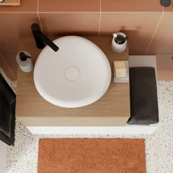 GoodHome Plan de toilette L.60 x l.45 x ép.1,8 cm, effet chêne, Kentia