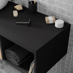 GoodHome Plan de toilette L.120 x l.45 x ép.18 cm noir mat Kentia