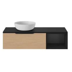 GoodHome Plan de toilette L.120 x l.45 x ép.18 cm noir mat Kentia