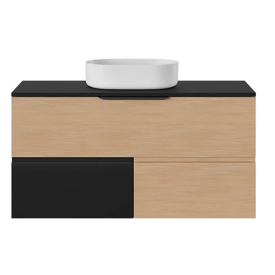 GoodHome Plan de toilette L.120 x l.45 x ép.18 cm noir mat Kentia