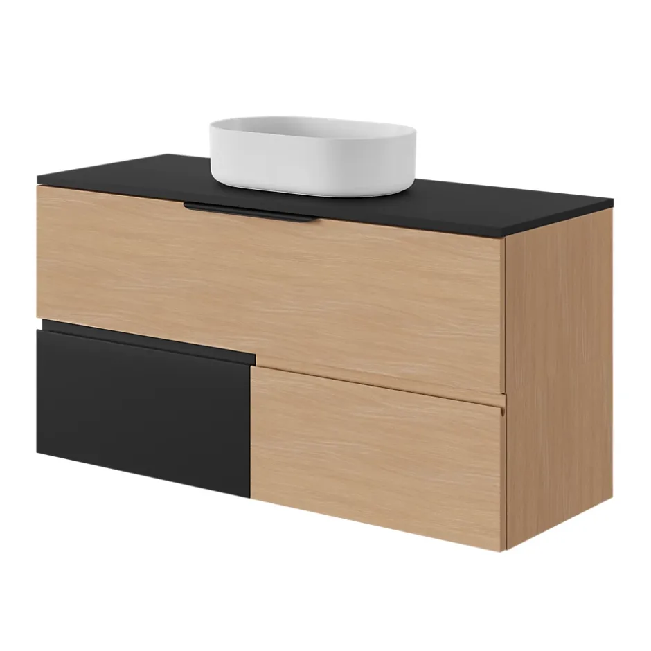 GoodHome Plan de toilette L.120 x l.45 x ép.18 cm noir mat Kentia