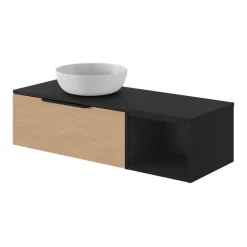GoodHome Plan de toilette L.120 x l.45 x ép.18 cm noir mat Kentia