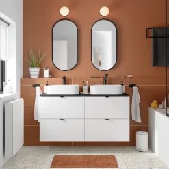 GoodHome Plan de toilette L.120 x l.45 x ép.18 cm noir mat Kentia