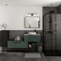 GoodHome Plan de toilette L.80 x l.45 x ép.2 cm effet marbre noir Cadélia* Plan De Travail Buanderie|Plan De Travail Salle De Bains