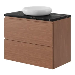 GoodHome Plan de toilette L.80 x l.45 x ép.2 cm effet marbre noir Cadélia* Plan De Travail Buanderie|Plan De Travail Salle De Bains