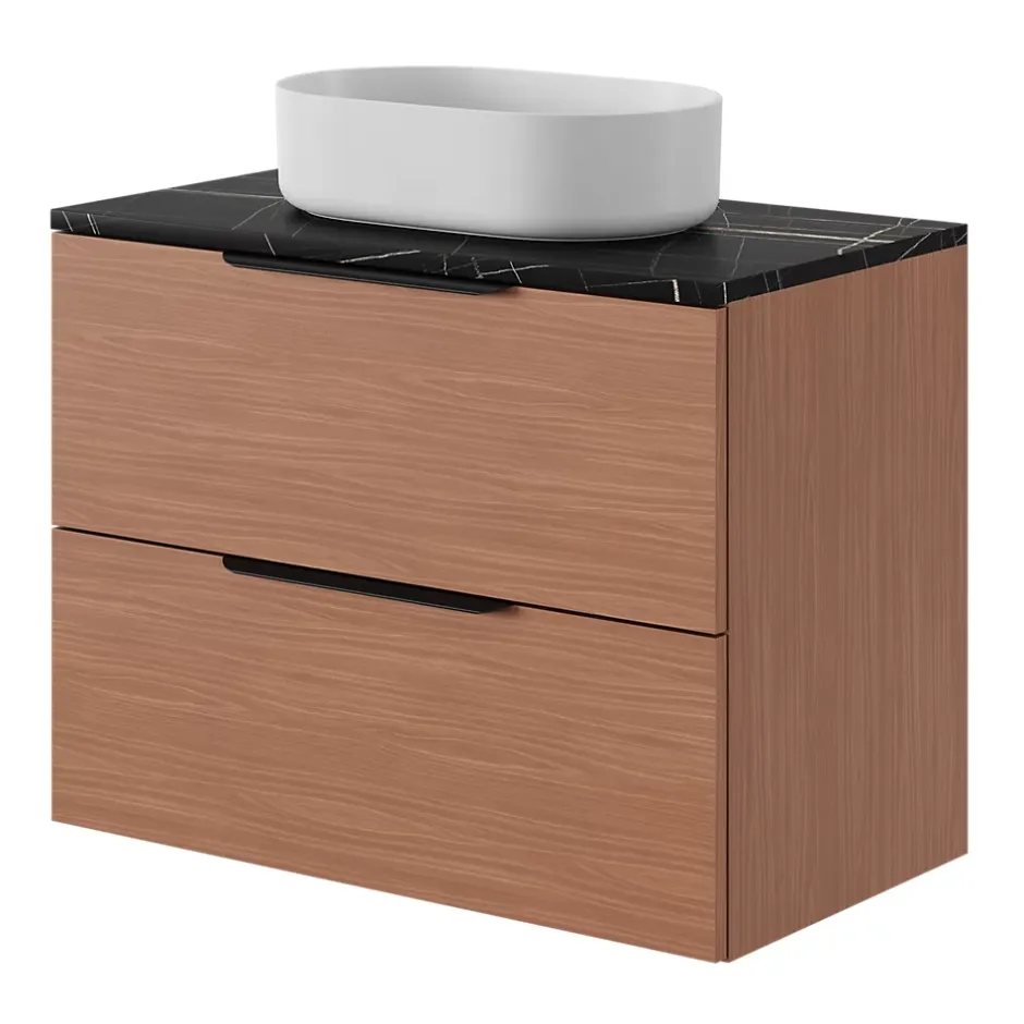 GoodHome Plan de toilette L.80 x l.45 x ép.2 cm effet marbre noir Cadélia* Plan De Travail Buanderie|Plan De Travail Salle De Bains