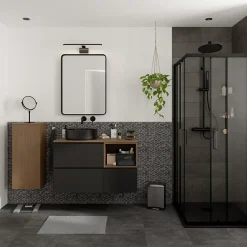 GoodHome Plan de toilette L.100 x l.45 x ép.18 cm effet noyer Kentia* Plan De Travail Buanderie|Plan De Travail Salle De Bains