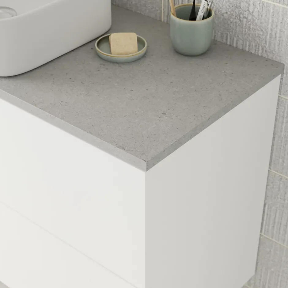 GoodHome Plan de toilette L.120 x l.45 x ép.2 cm effet granite gris Cadélia