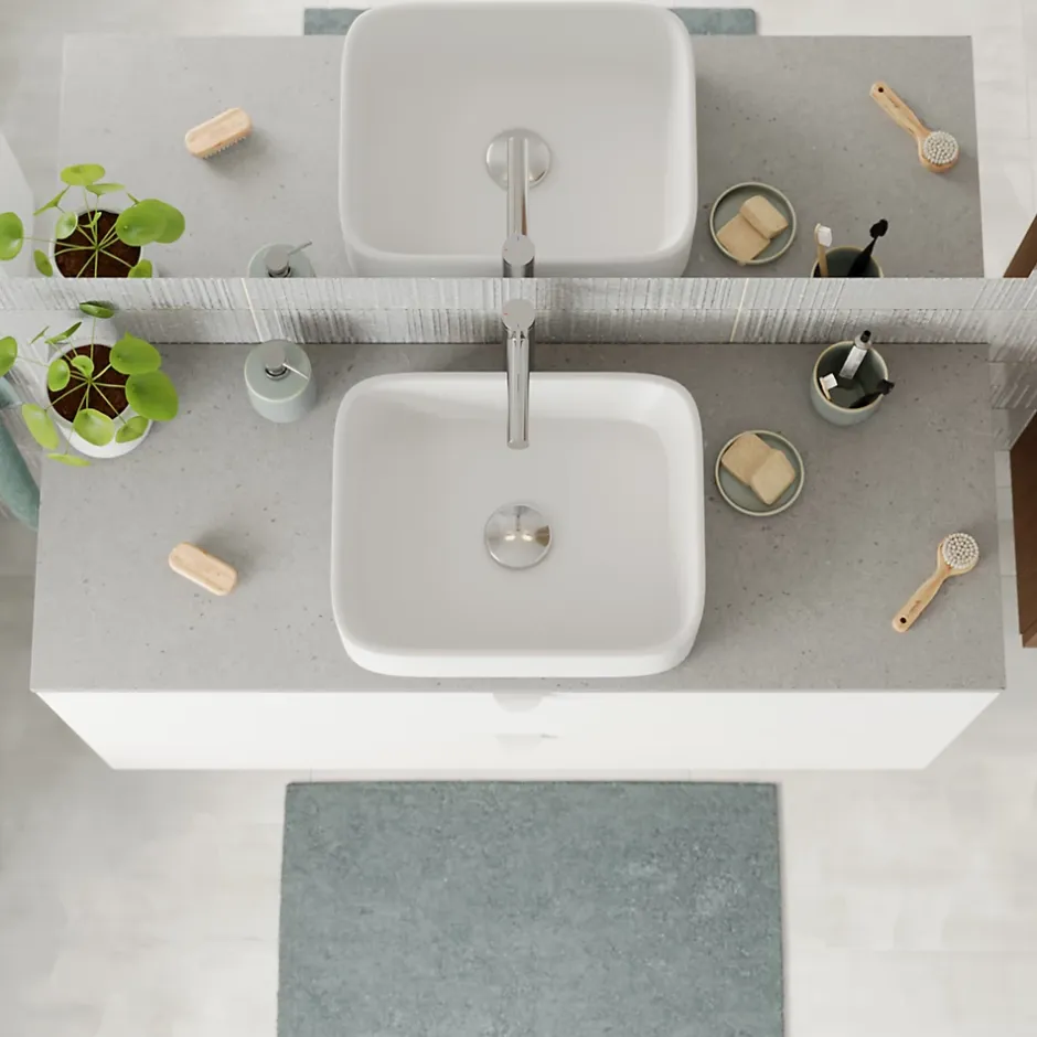 GoodHome Plan de toilette L.120 x l.45 x ép.2 cm effet granite gris Cadélia