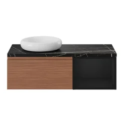 GoodHome Plan de toilette L.100 x l.45 x ép.2 cm effet marbre noir Cadélia* Plan De Travail Buanderie|Plan De Travail Salle De Bains