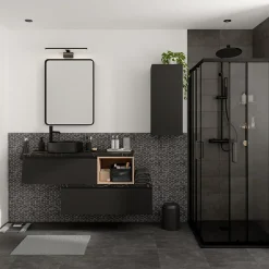 GoodHome Plan de toilette L.100 x l.45 x ép.2 cm effet marbre noir Cadélia* Plan De Travail Buanderie|Plan De Travail Salle De Bains